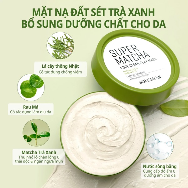 Mặt Nạ Đất Sét Some By Mi Super Matcha Pore Clean Clay Mask